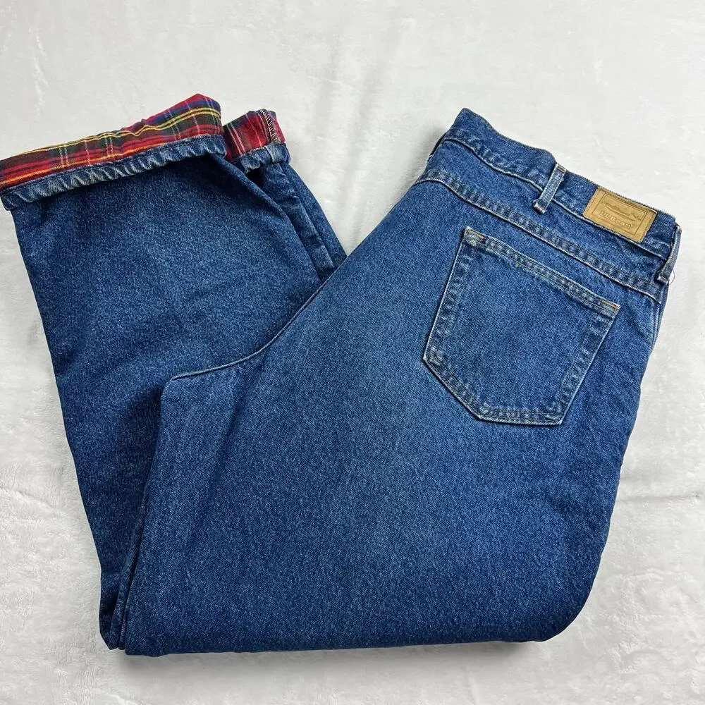 L.L. Bean Men's Vintage Blue Jeans Red Flannel Lined Size 42X29 Union Made
